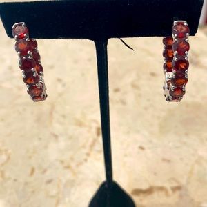 Stunning genuine Garnet hoop earrings